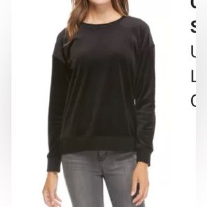 New with Tags Crown & Ivy Black Velour Pullover Top- Large